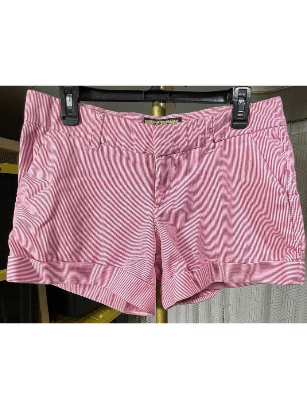 Dear John Shorts Women’s 30 Pink White Stripe Chino Mid Rise Cuffed Summer